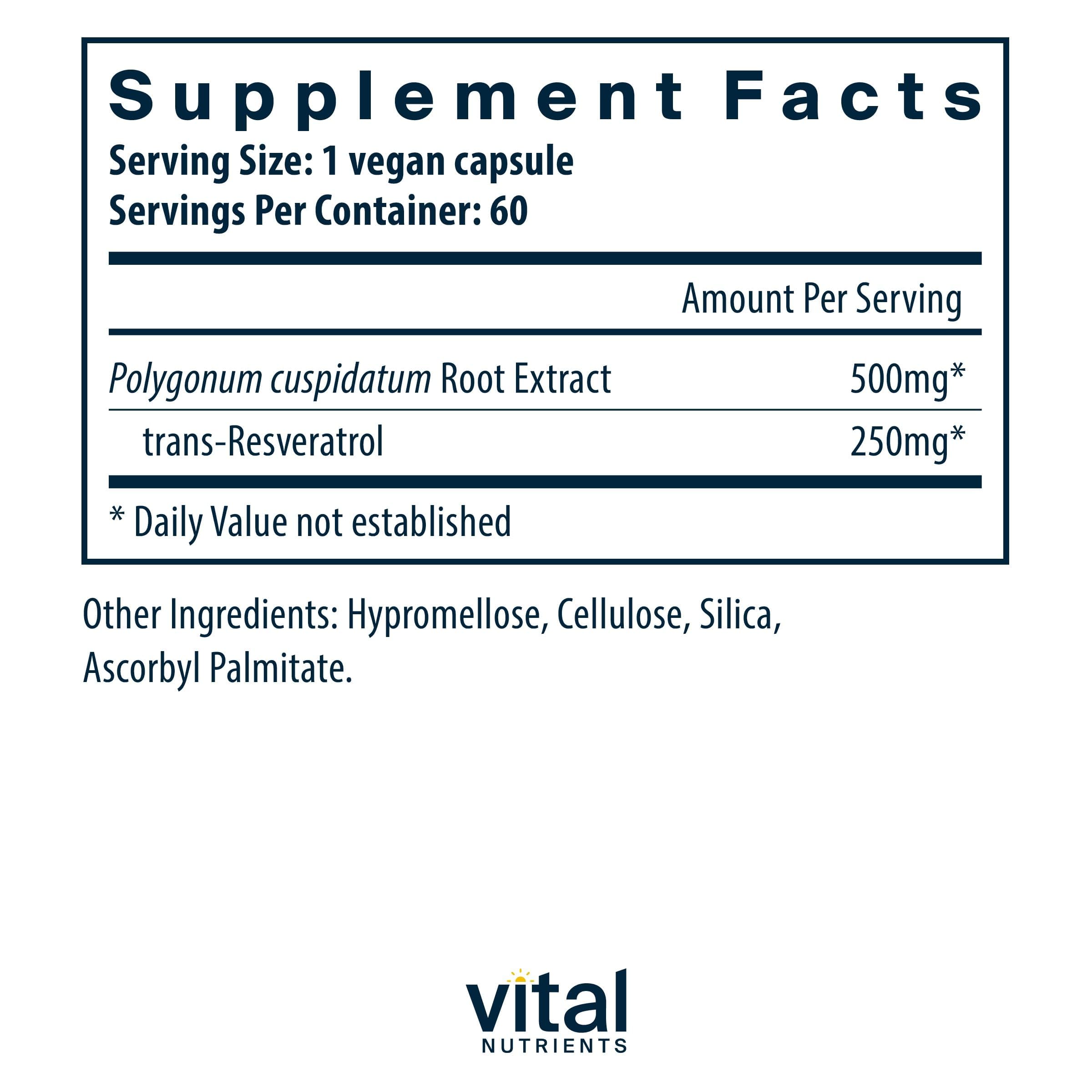 Vital Nutrients Resveratrol cápsulas, soporte a la salud celular y envejecimiento saludable