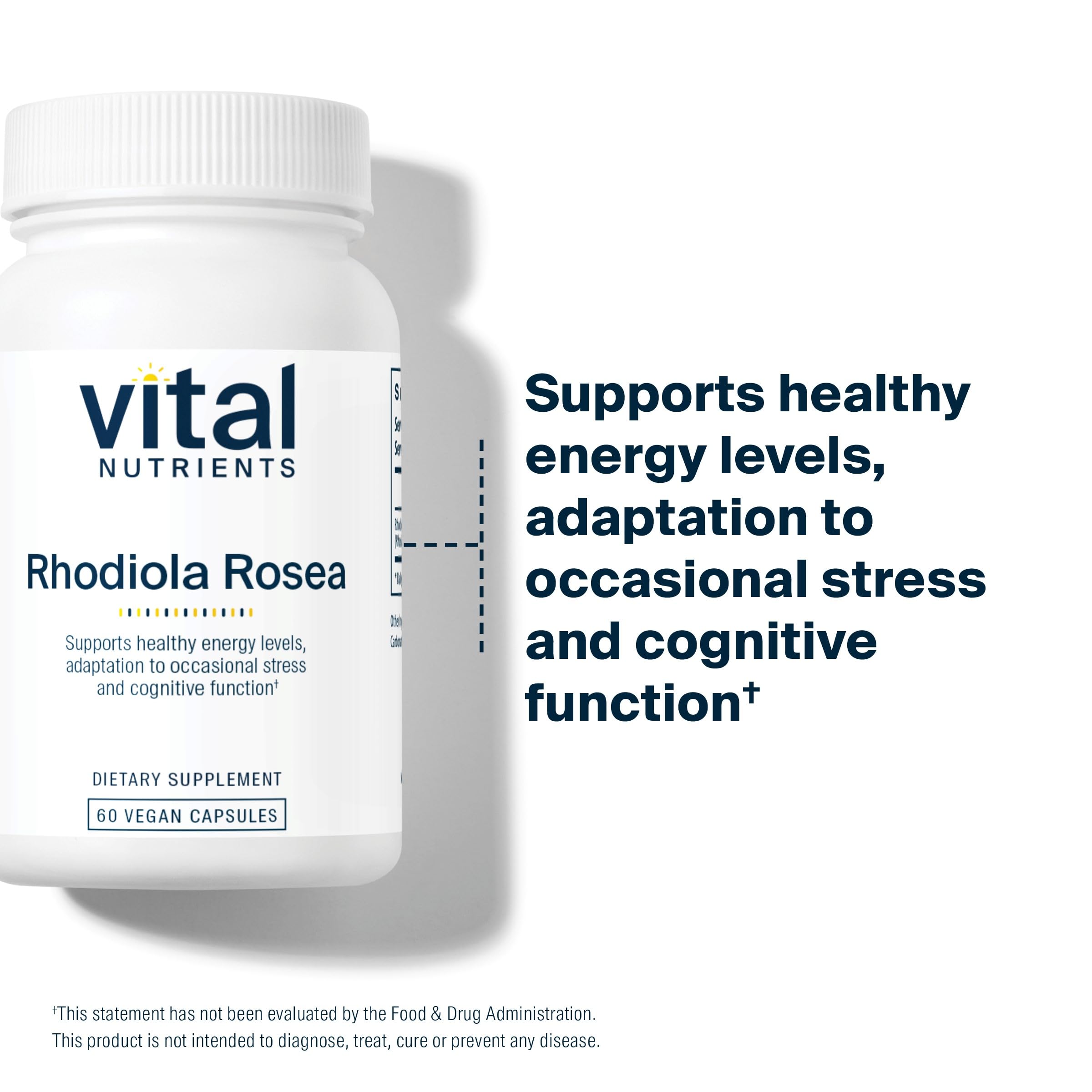 Vital Nutrients Rhodiola Rosea: detalle de cápsula para uso diario