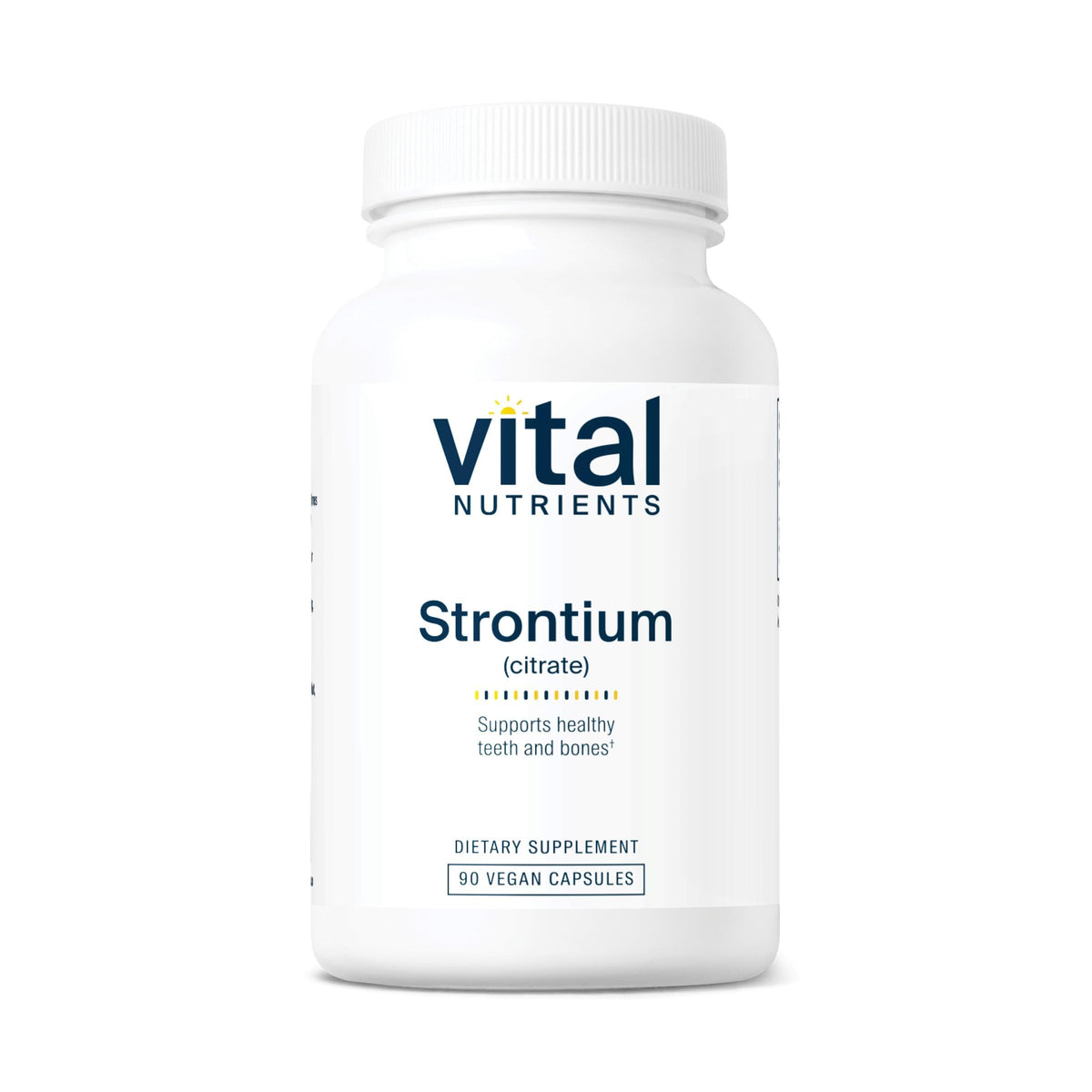 Vital Nutrients Strontium Citrate, embalaje visible, apoyo potencial a huesos y dientes sanos
