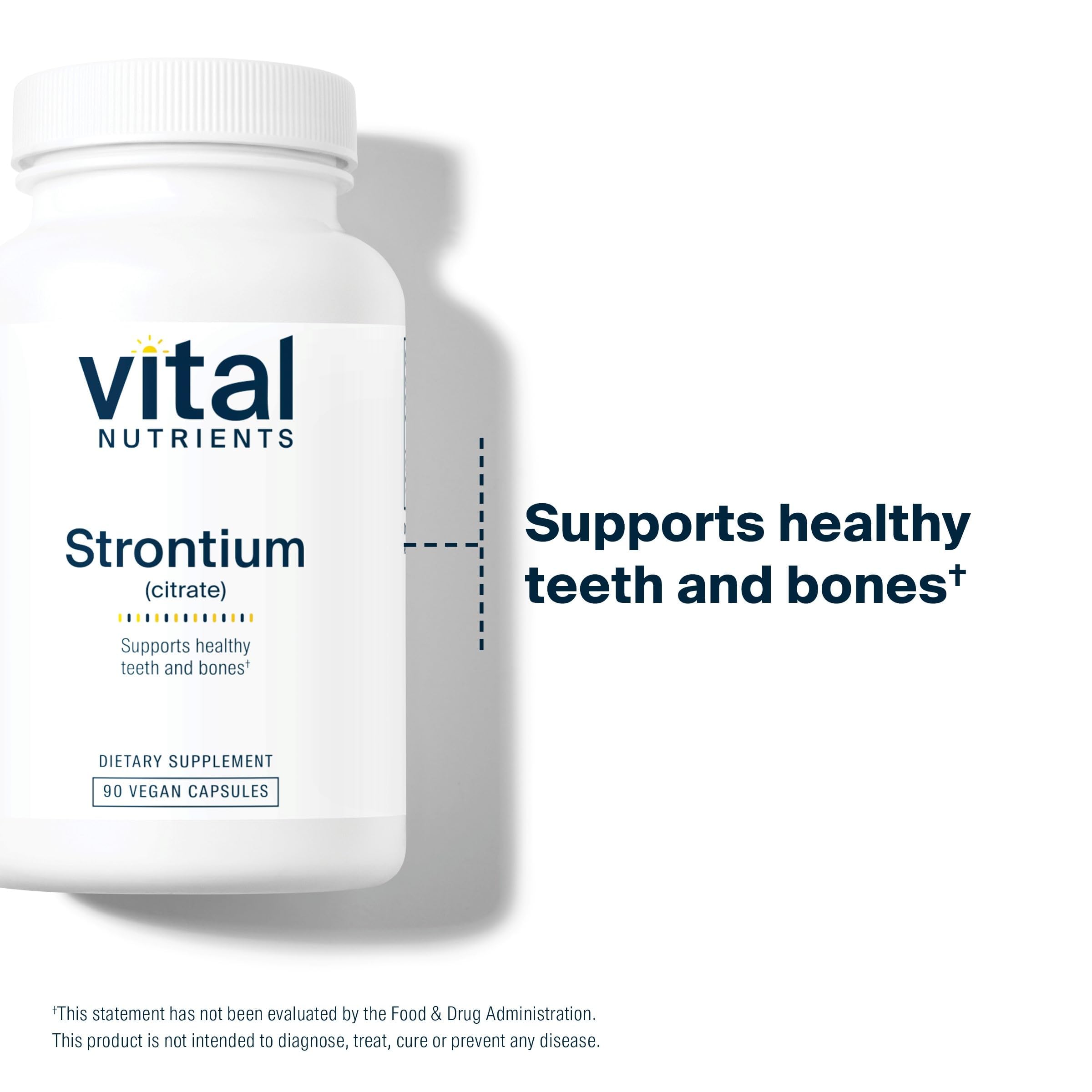 Vital Nutrients Strontium Citrate, cápsulas en mano, uso diario cómodo