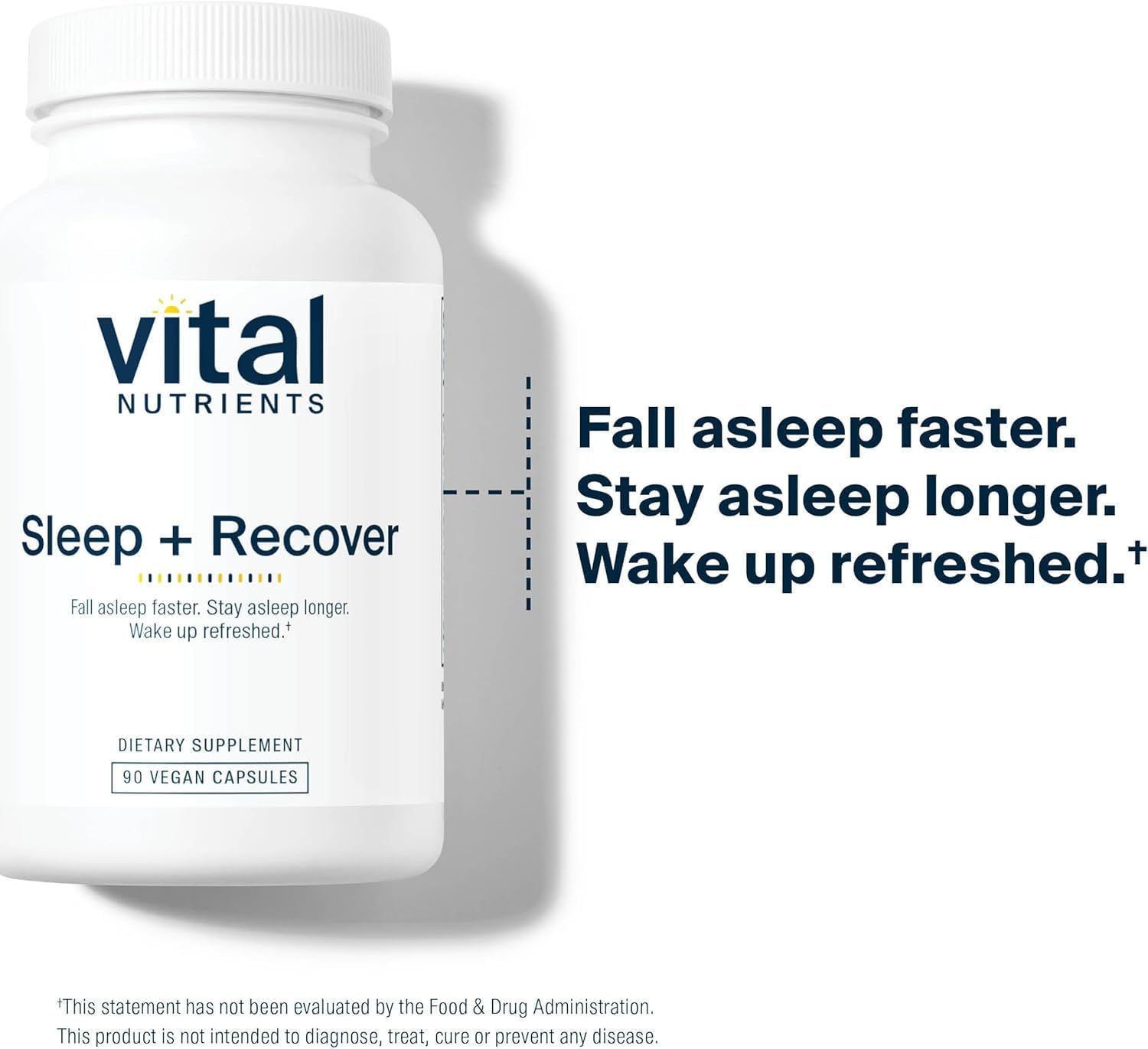 Vital Nutrients Sleep + Recover: etiqueta clara con ingredientes.