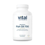 Vital Nutrients Ultra Pure Fish Oil 700: botella frontal, apoyo a la salud cardíaca.
