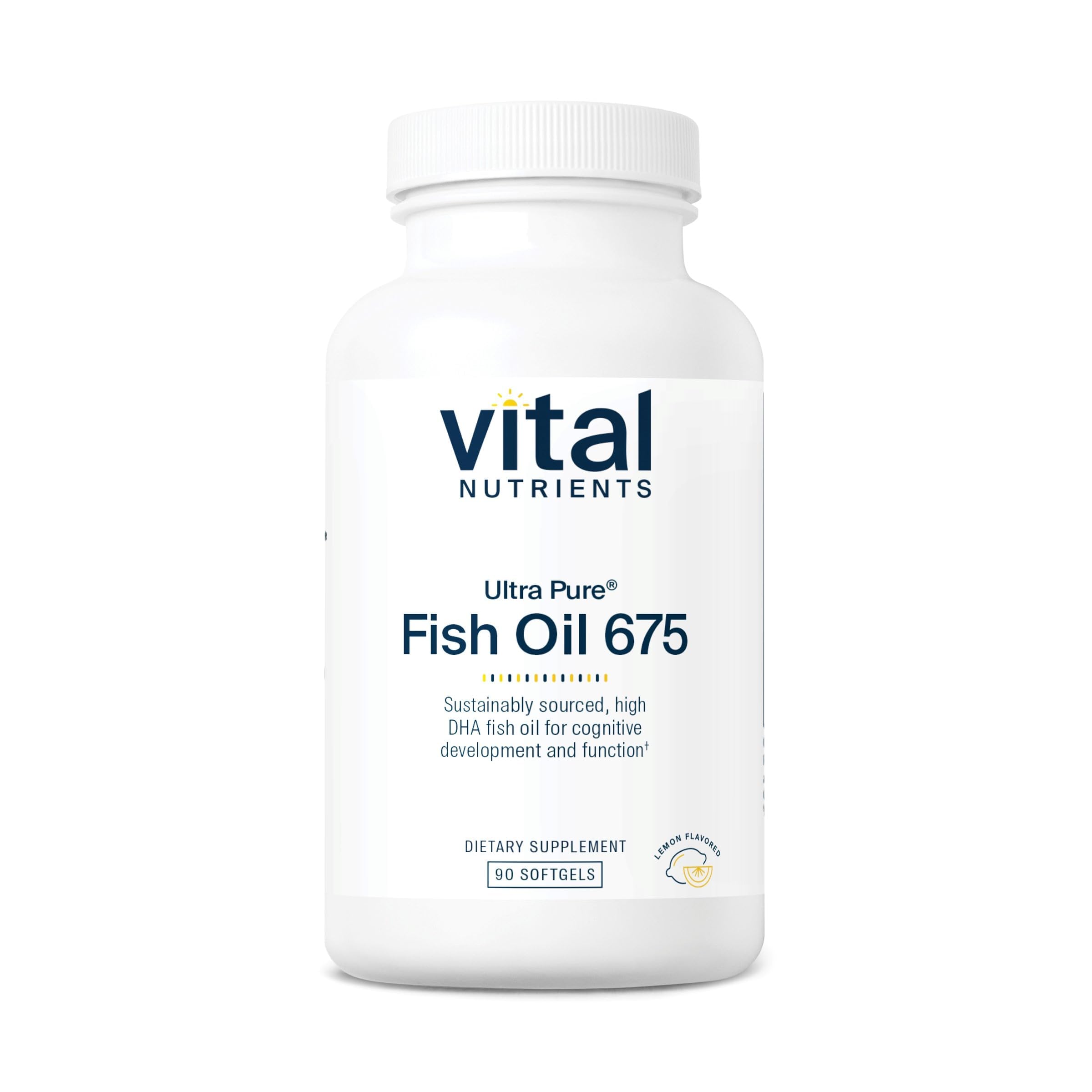 Vital Nutrients Ultra Pure 675, cápsula suave de aceite de pescado con limón.