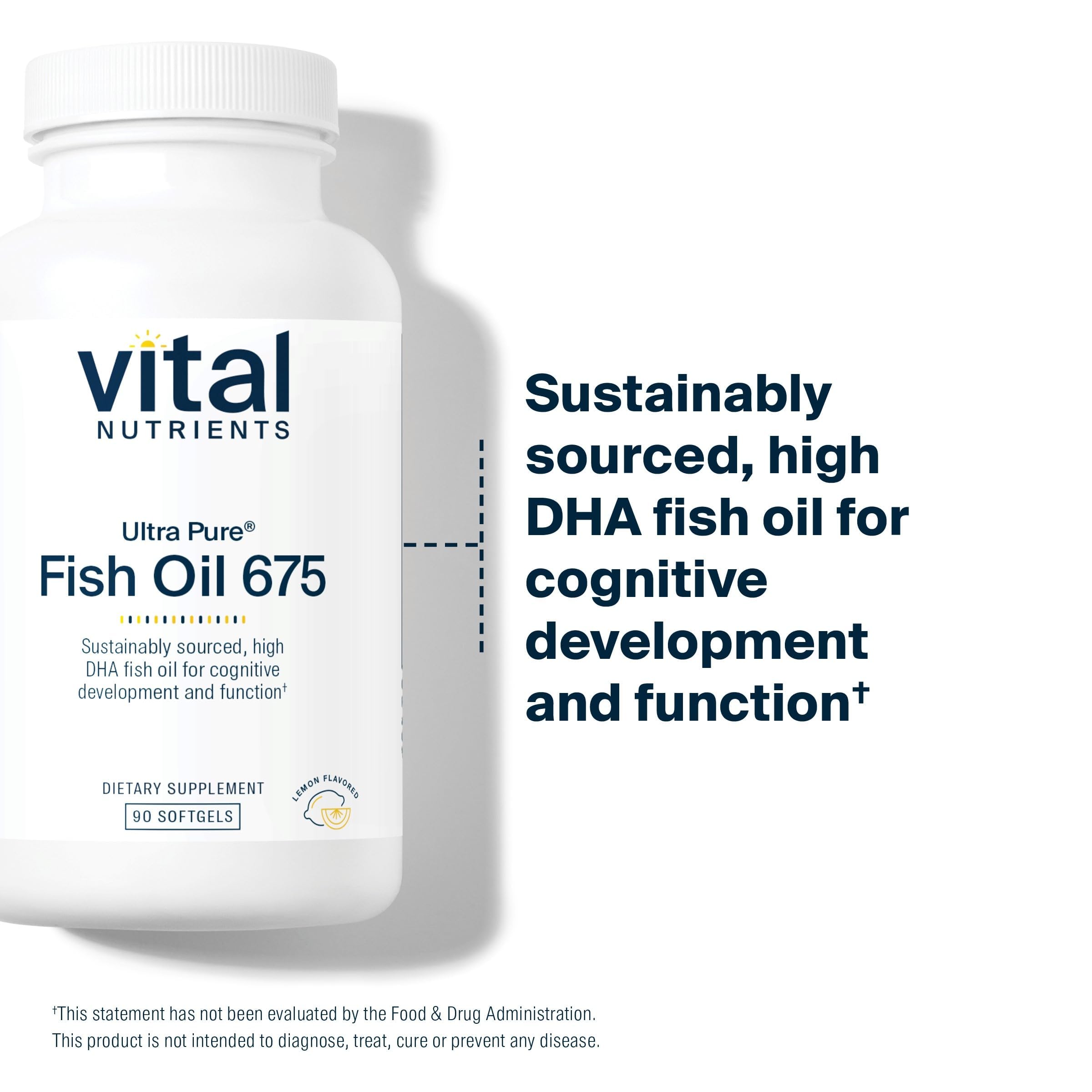 Aceite de pescado de pesca salvaje y sostenible de Vital Nutrients Ultra Pure 675.