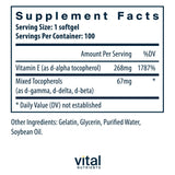 Etiqueta del producto Vital Nutrients Vitamin E tocopheroles