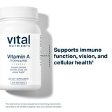Vital Nutrients Vitamina A 7500mcg, cápsulas diarias para apoyar inmunidad y piel