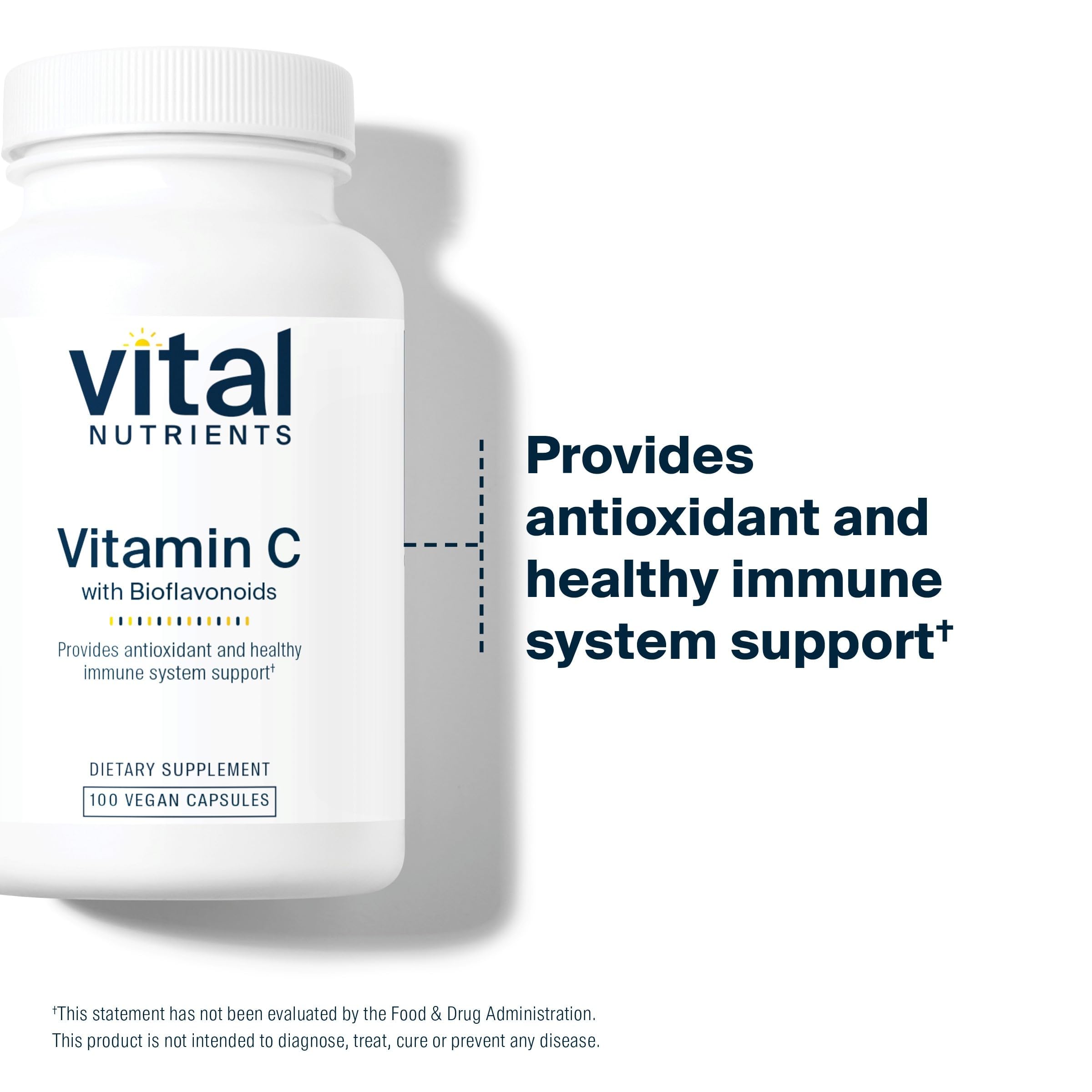 Tabletas de Vital Nutrients Vitamina C con Bioflavonoides listas para tomar