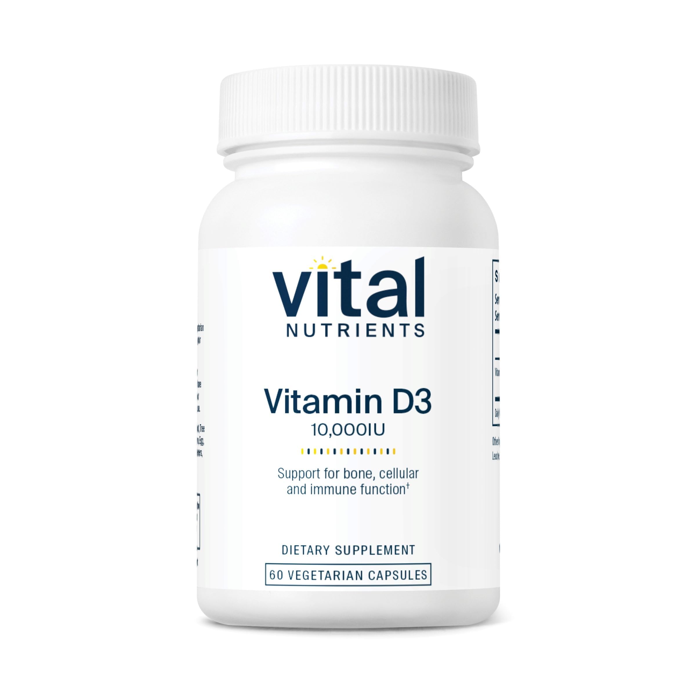 Vital Nutrients Vitamina D 10000 UI botella: apoyo a la salud ósea e inmune.