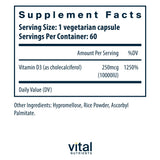 Vital Nutrients Vitamina D 10000 UI cápsulas: fácil de tragar y absorción eficiente.