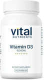 Vital Nutrients Vitamina D 5000 UI cápsula para absorción de calcio y huesos sanos