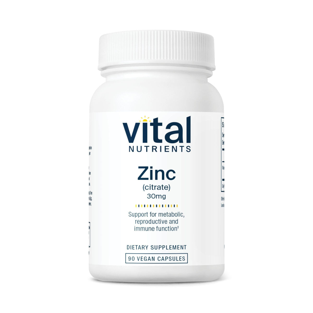 Vital Nutrients Zinc Citrato cápsulas, 30 mg fácilmente absorbibles para apoyo inmune diario.