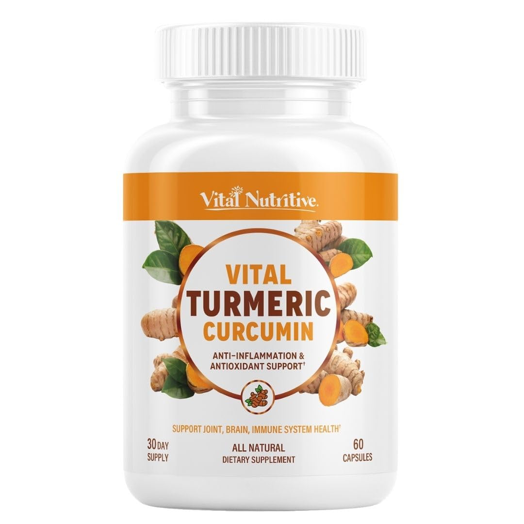 Etiqueta de la botella Vital Nutritive Curcuma para bienestar diario.