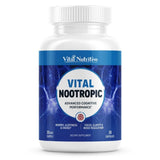 Vital Nootropic muestra la botella y etiqueta para uso diario