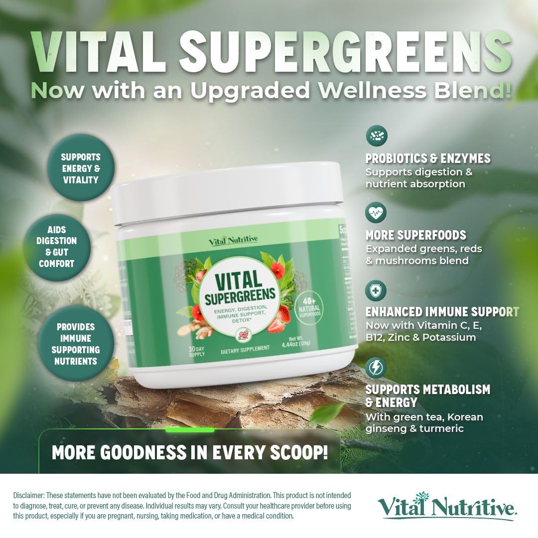 Vital Nutritive Vital Greens: batido suave en vaso para energía suave.
