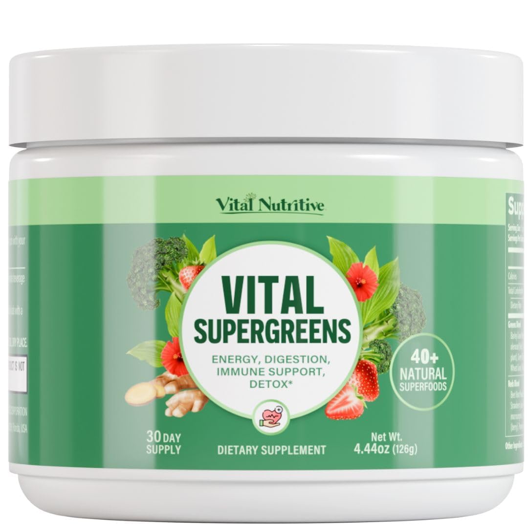 Vital Nutritive Vital Greens: polvo verde para batidos diarios y nutrición.