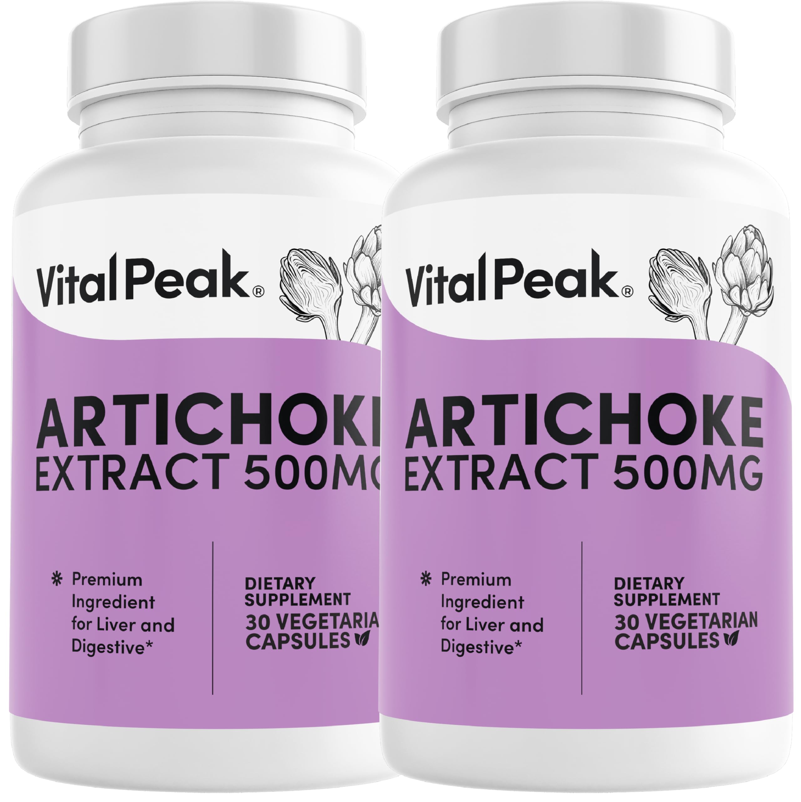 Vital Peak Alcachofa 500 mg, cápsula diaria para apoyar la salud hepática.