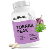 Vital Peak: botella de cápsulas para uñas saludables y piel renovada.