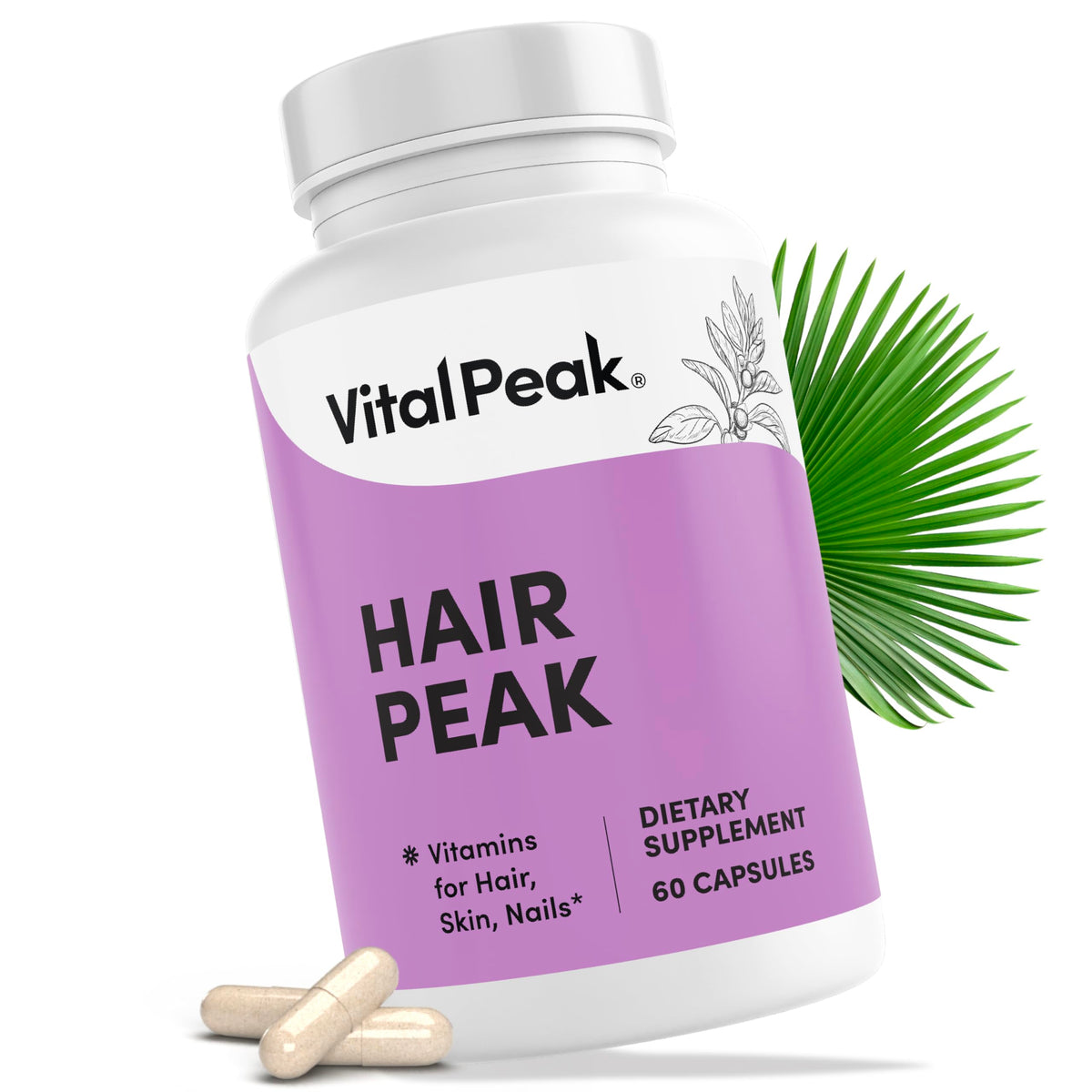 Vital Peak Hair Peak: botella de cápsulas para el cuidado capilar diario.