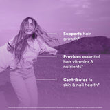 Vital Peak Hair Peak: ingredientes clave como colágeno y biotina para la salud capilar.
