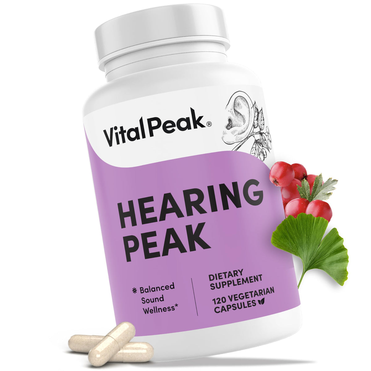 Vital Peak Hearing Peak, botella-vertido: apoyo auditivo diario y cómodo