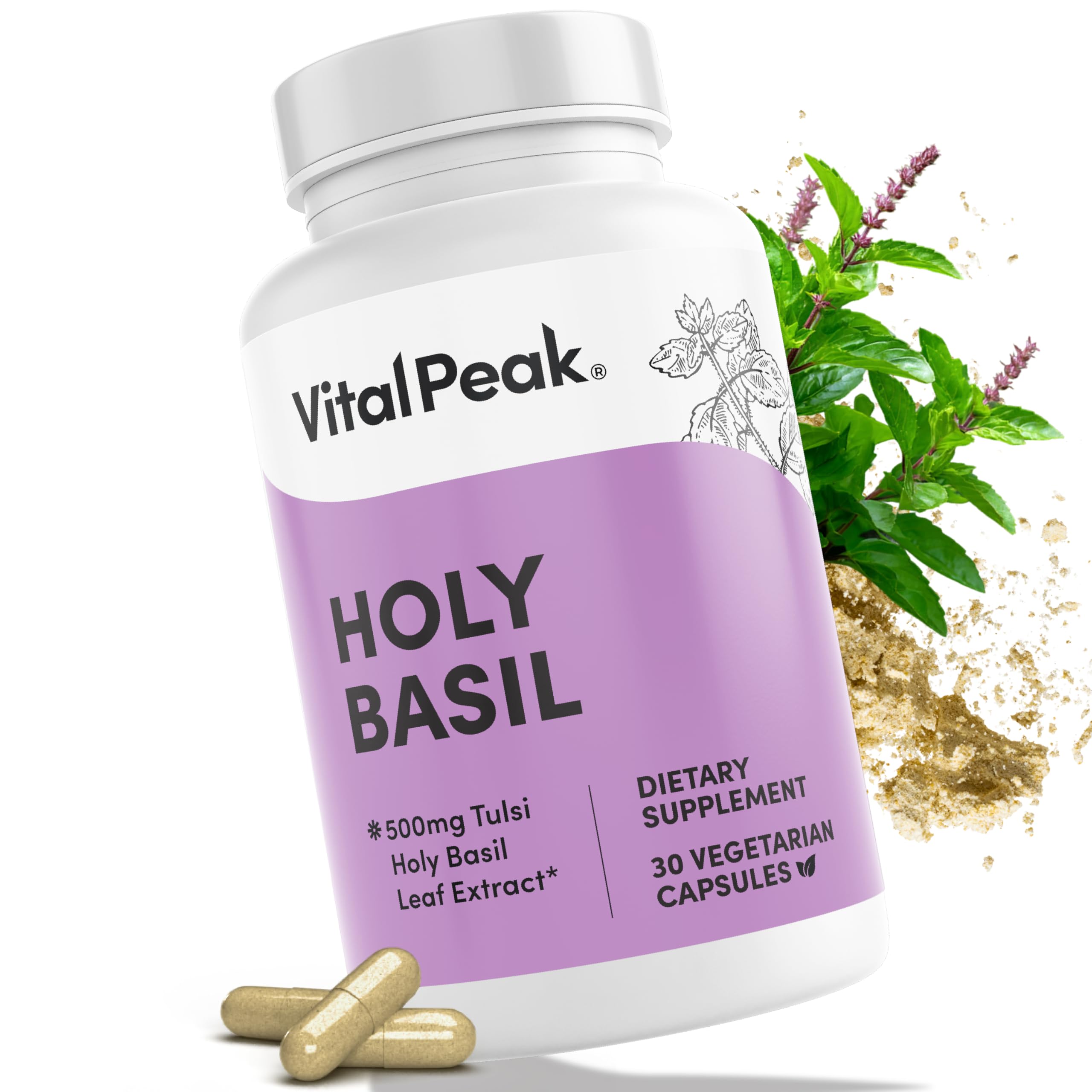 Vital Peak Hierba Sagrada, botella de cápsulas para apoyo emocional
