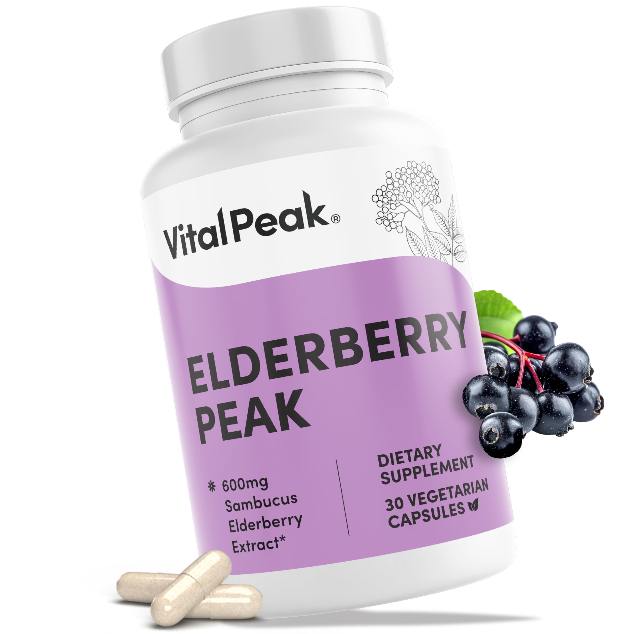 Vital Peak Pico de Saúco 600 mg, cápsulas, apoyo natural al sistema inmune.