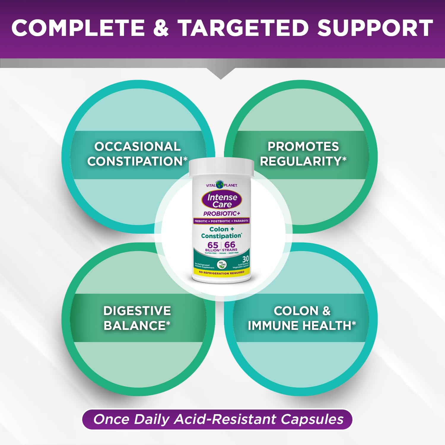 Vital Planet Intense Care cepas probióticas: 66 cepas para equilibrio digestivo.