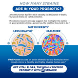 Vital Flora Probiotics: frasco compacto listo para el uso diario.