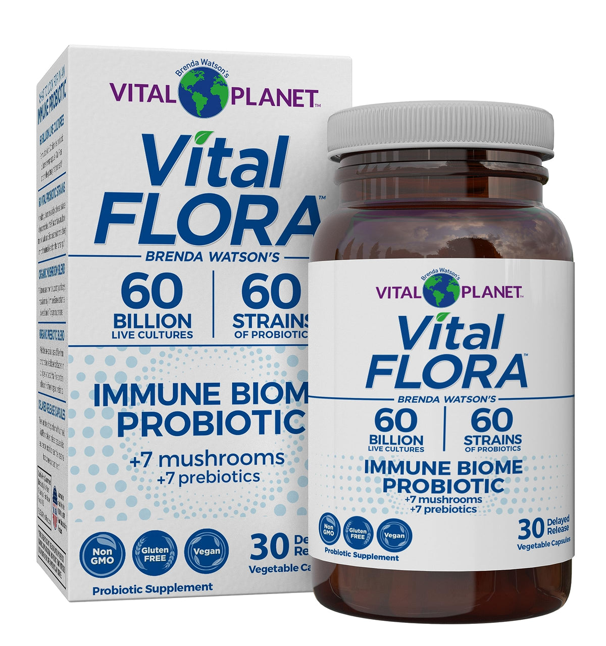 Vital Planet Vital Flora Immune: botella con cápsulas para soporte digestivo diario