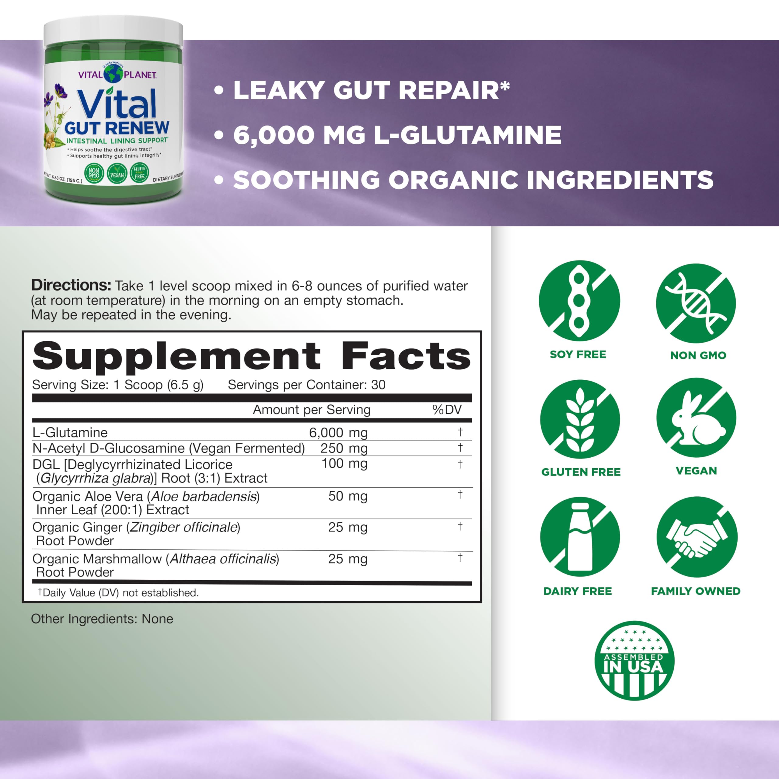 Vital Gut Renew cuchara medidora para dosis convenientes en cualquier momento.