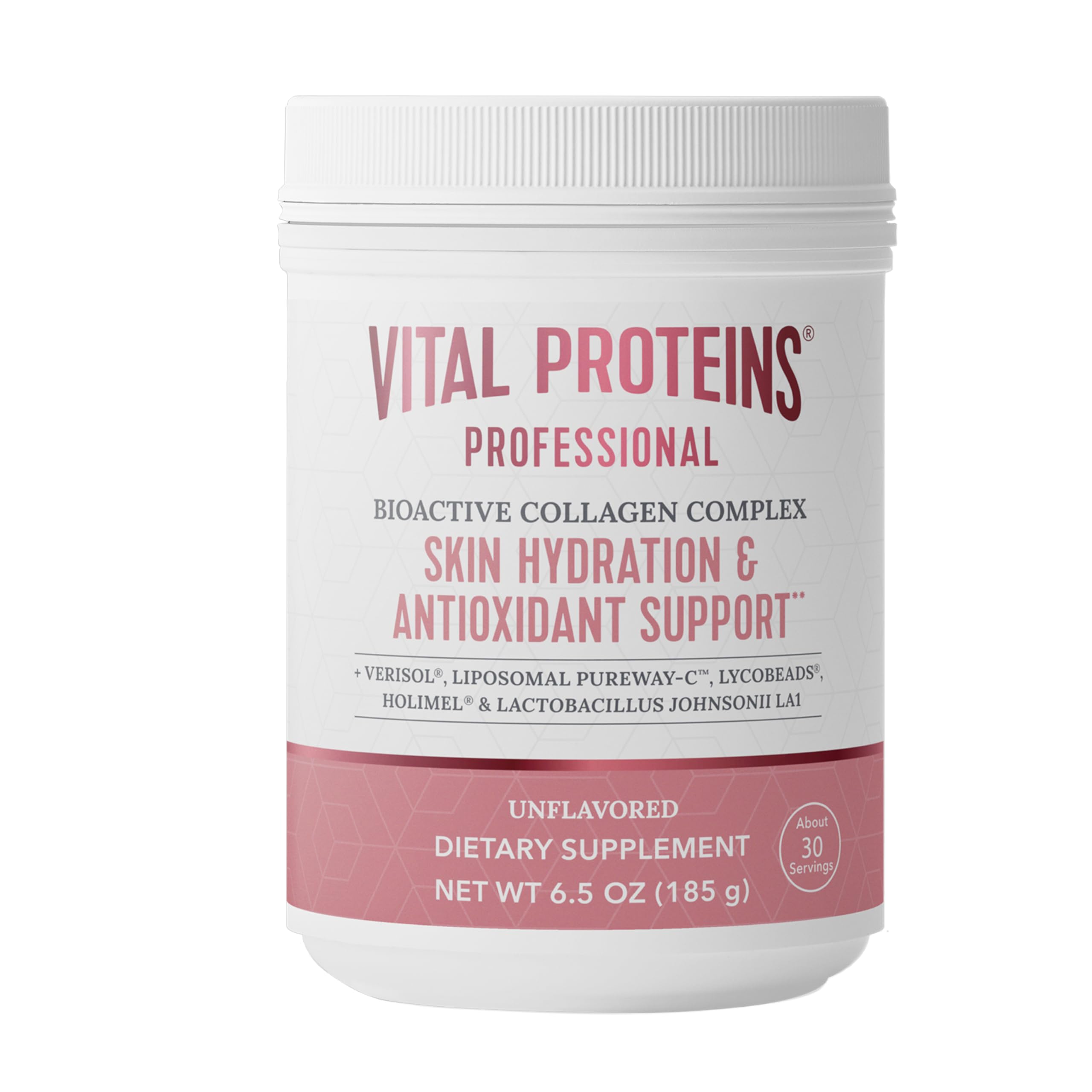 Vital Proteins Bioactive Collagen Complex, botella frontal, para hidratación de la piel.