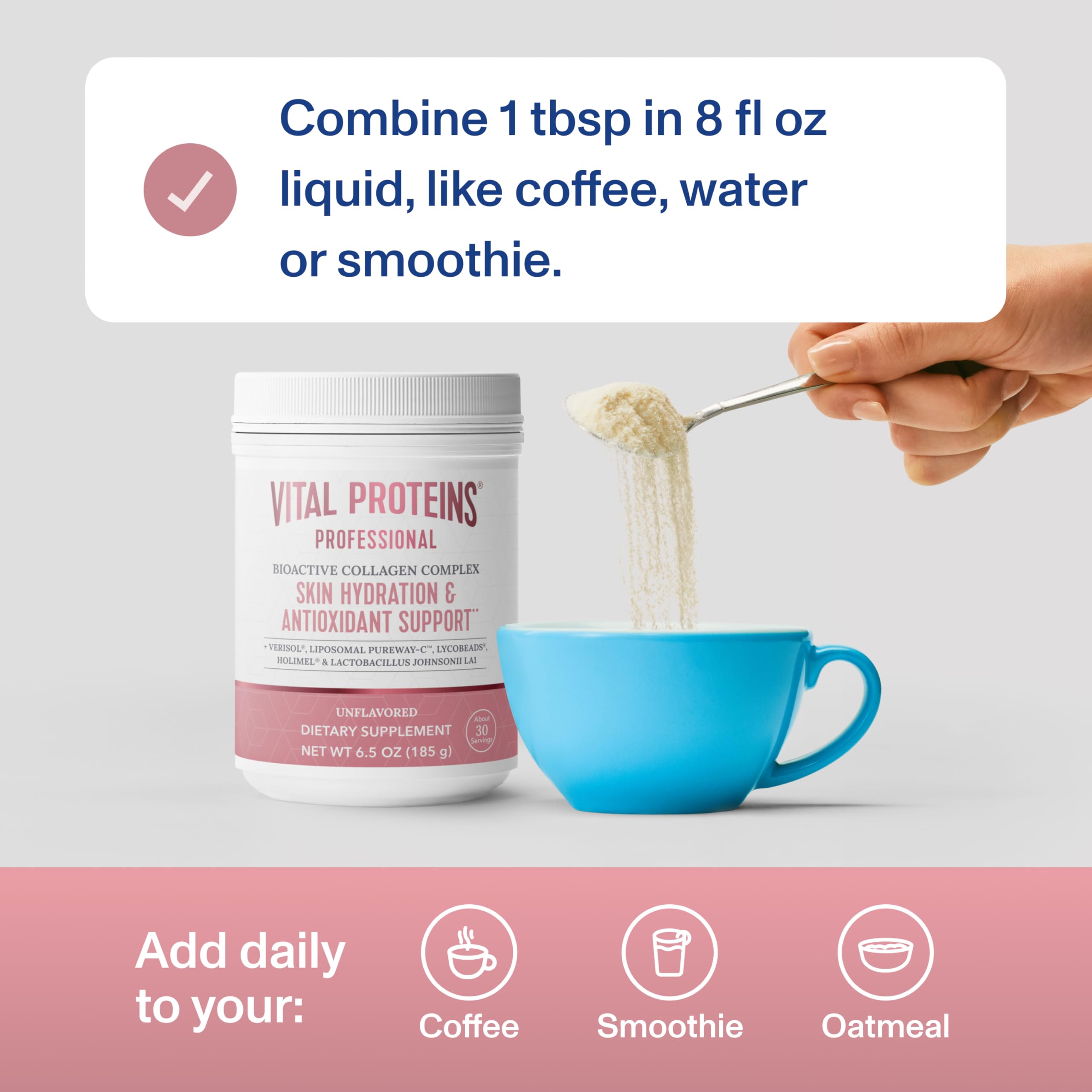Vital Proteins Bioactive Collagen Complex, cabello y uñas, soporte nutricional.