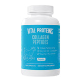 Vital Proteins cápsulas de colágeno para mujeres, botella en mesa, favorece cabello y piel saludables.