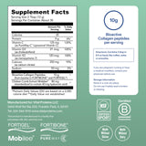 Vaso con polvo de Vital Proteins Bioactivo Colágeno disuelto para bebida, apoyo a articulaciones.