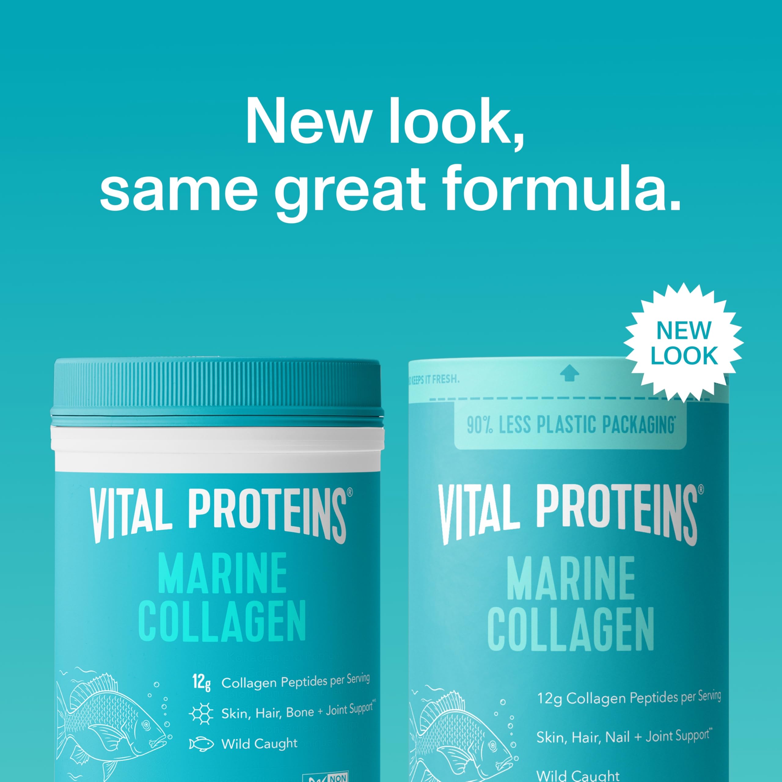Vital Proteins Colágeno Marino, dispersión en agua fría, solución rápida y neutra.