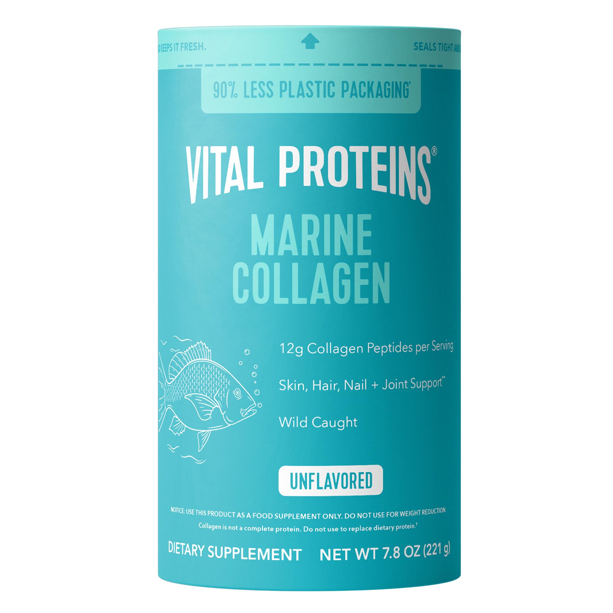 Vital Proteins Colágeno Marino, envase frontal, ideal para añadir a batidos diarios.