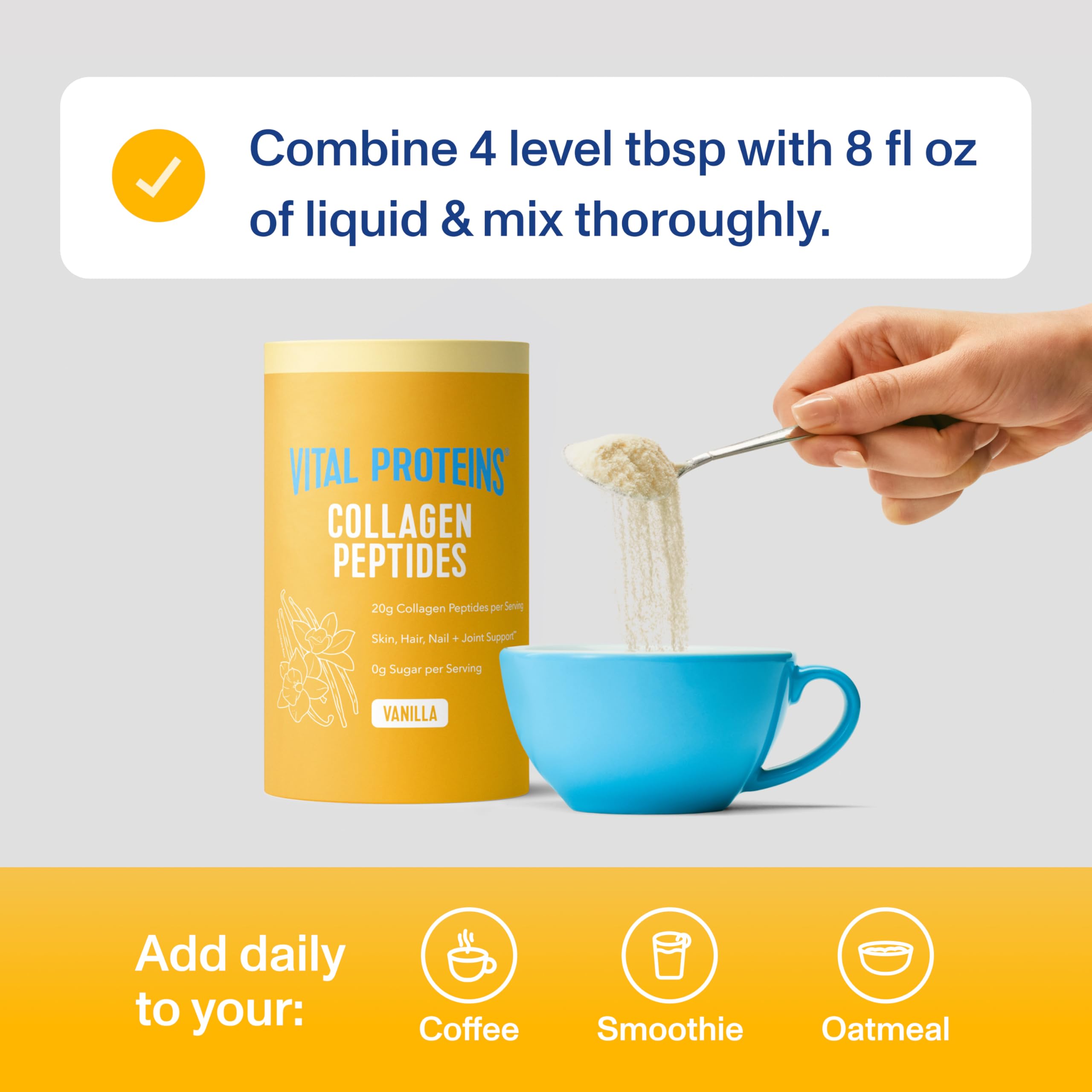 Vital Proteins Colágeno Peptidos Vanilla, sabor natural suave para tu rutina.