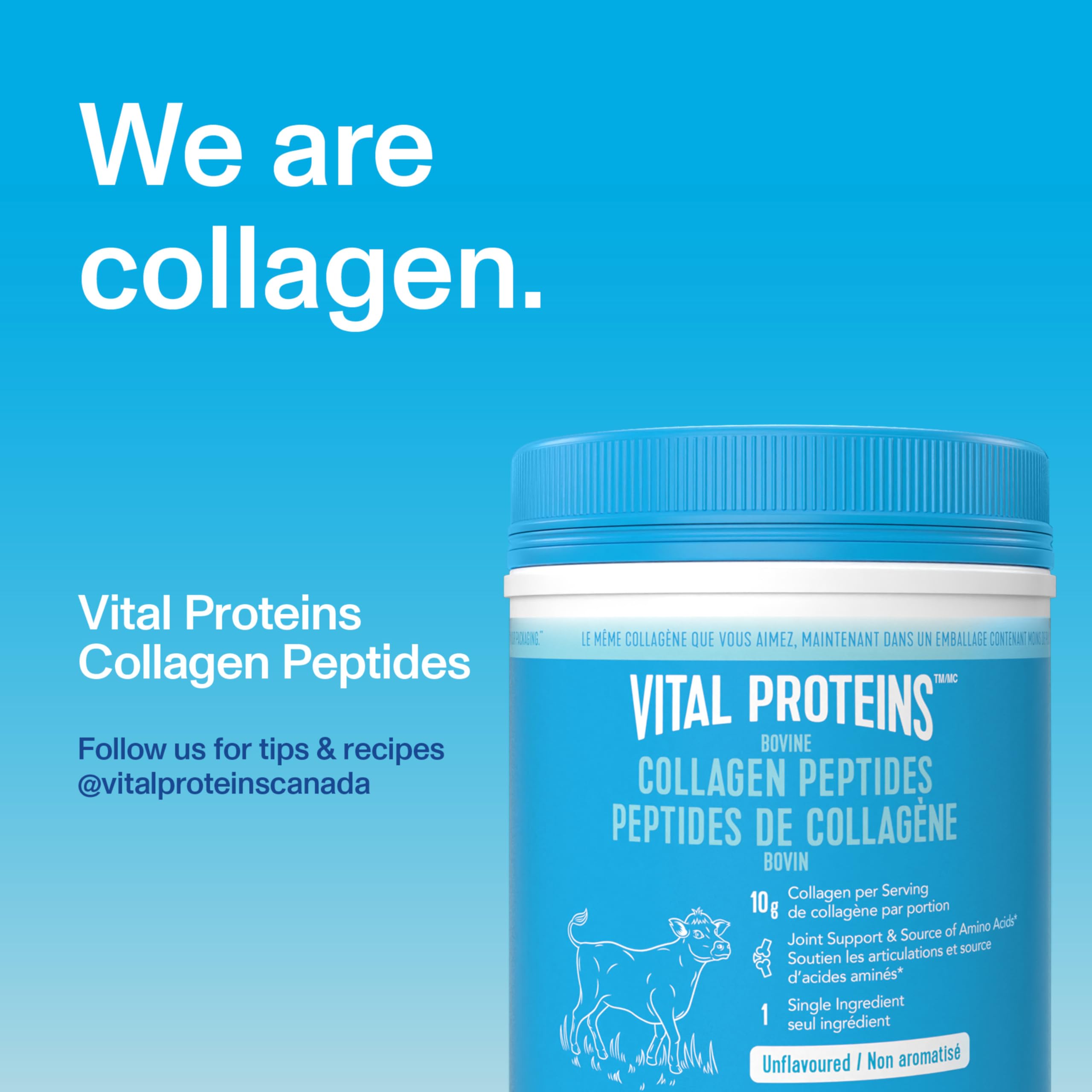 Vital Proteins colágeno sin sabor, etiqueta clara y envase listo para uso diario.