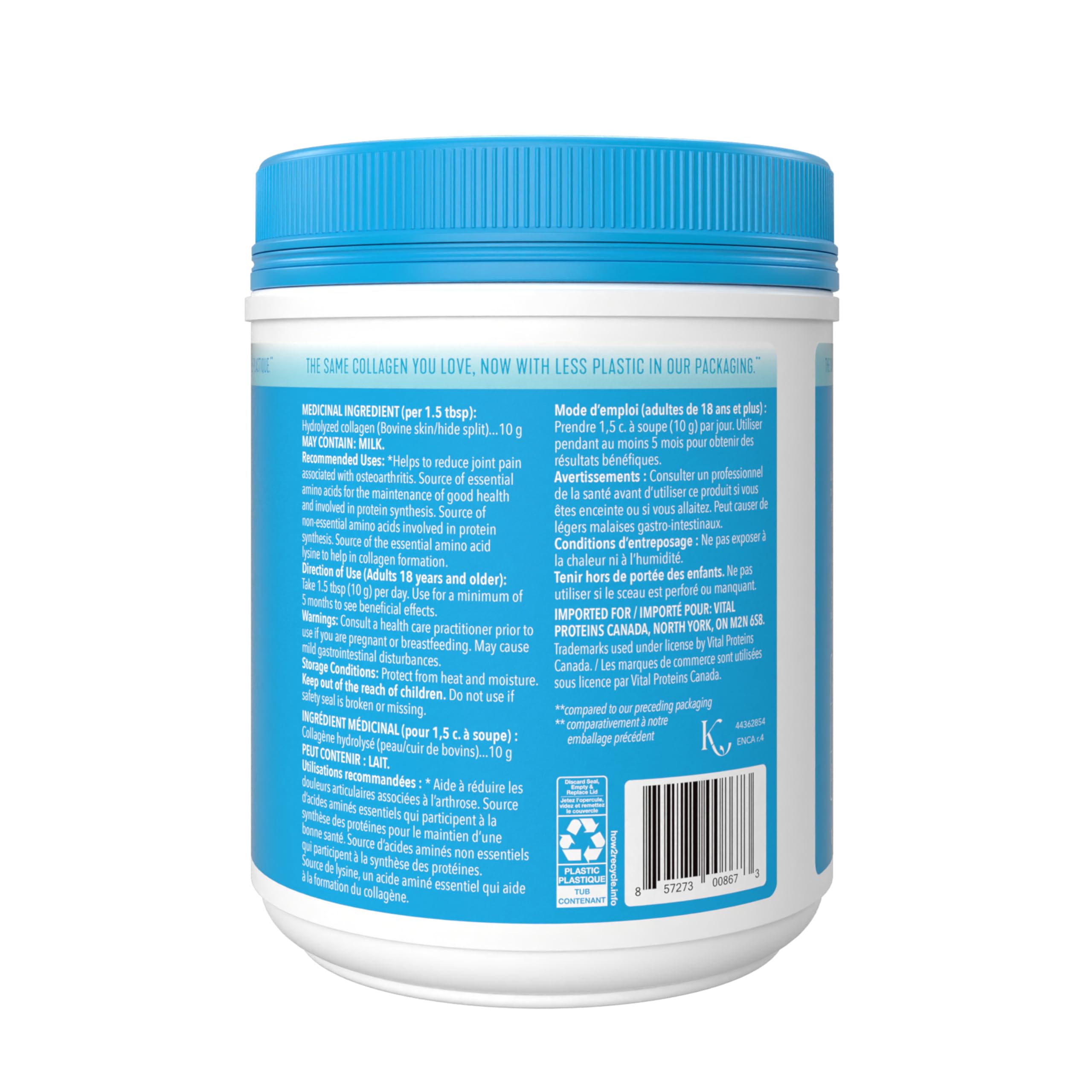 Vital Proteins colágeno sin sabor, luz natural destacando el envase y la etiqueta.