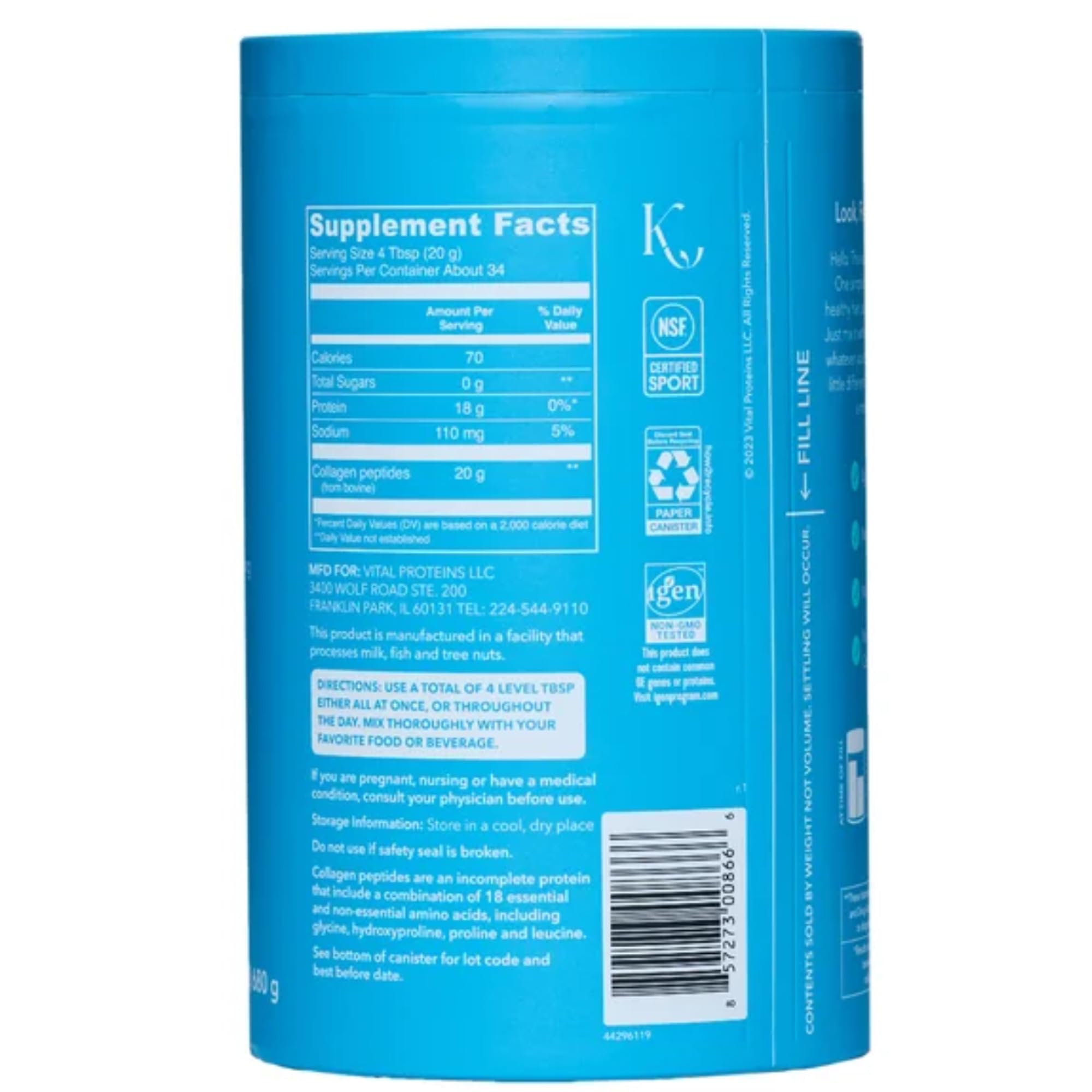 Vital Proteins Collagen Peptides se disuelve en bebidas frías y calientes.