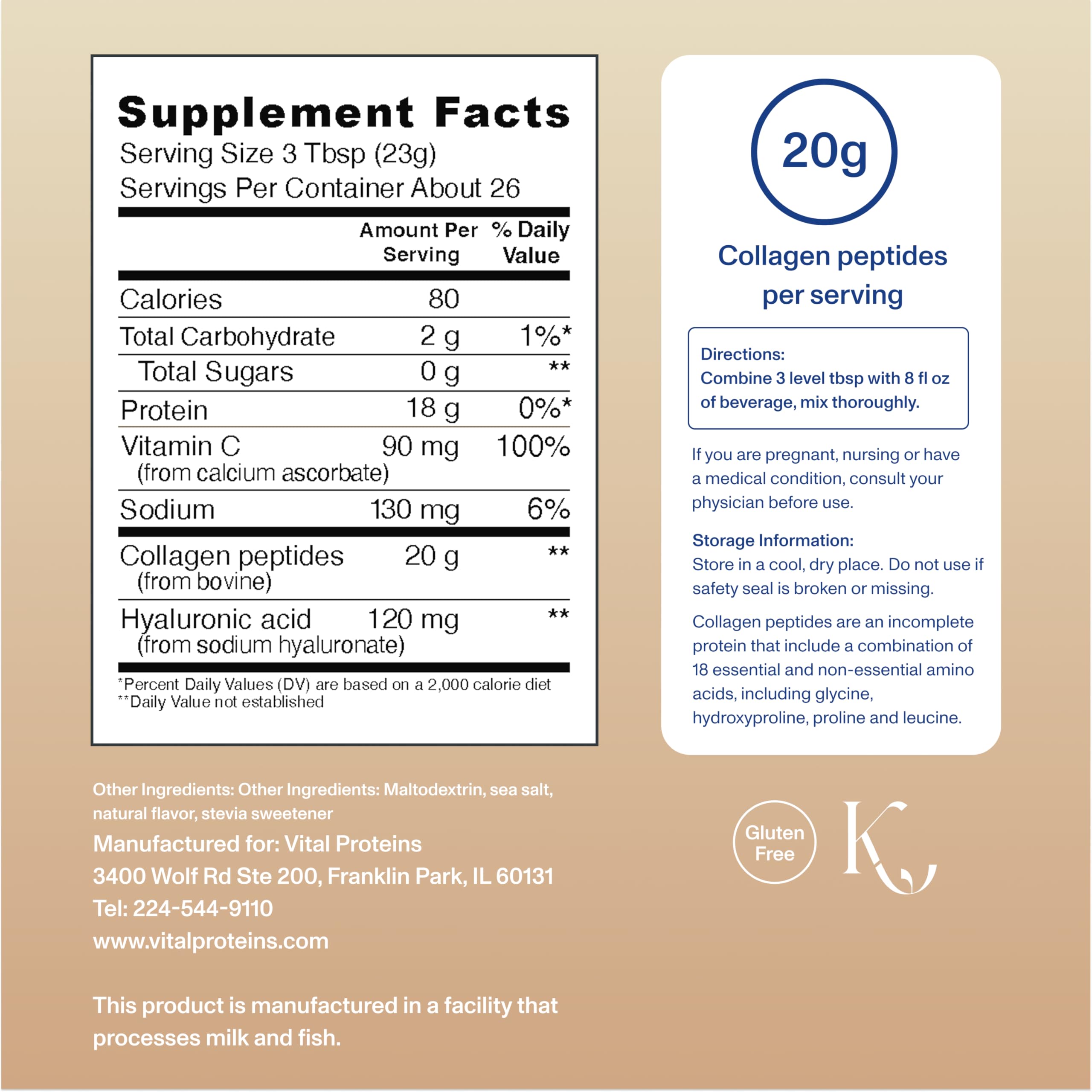 Vital Proteins Collagen Peptides Advanced para café, apoyo a la hidratación de la piel