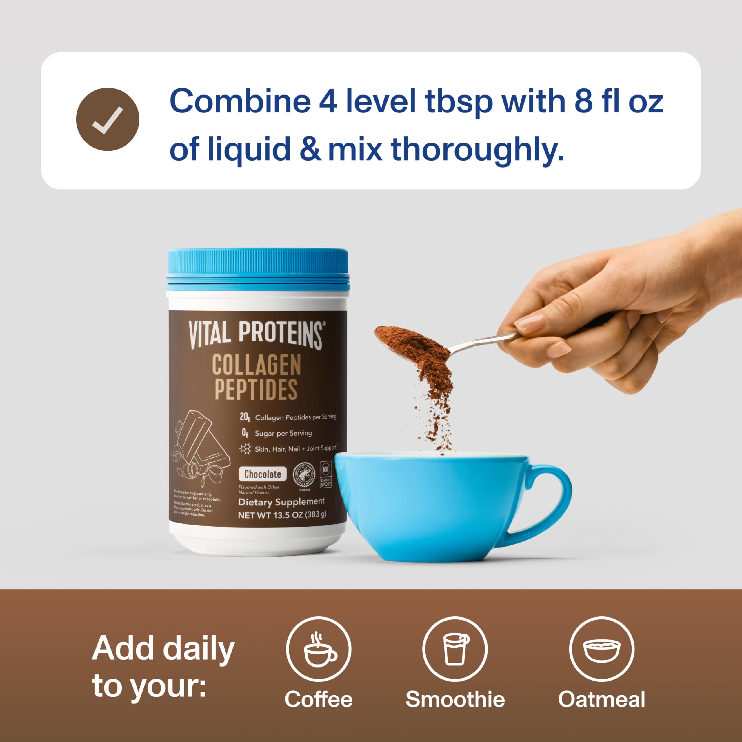 Vital Proteins Collagen Peptides Chocolate ingredientes de calidad respaldan una opción premium