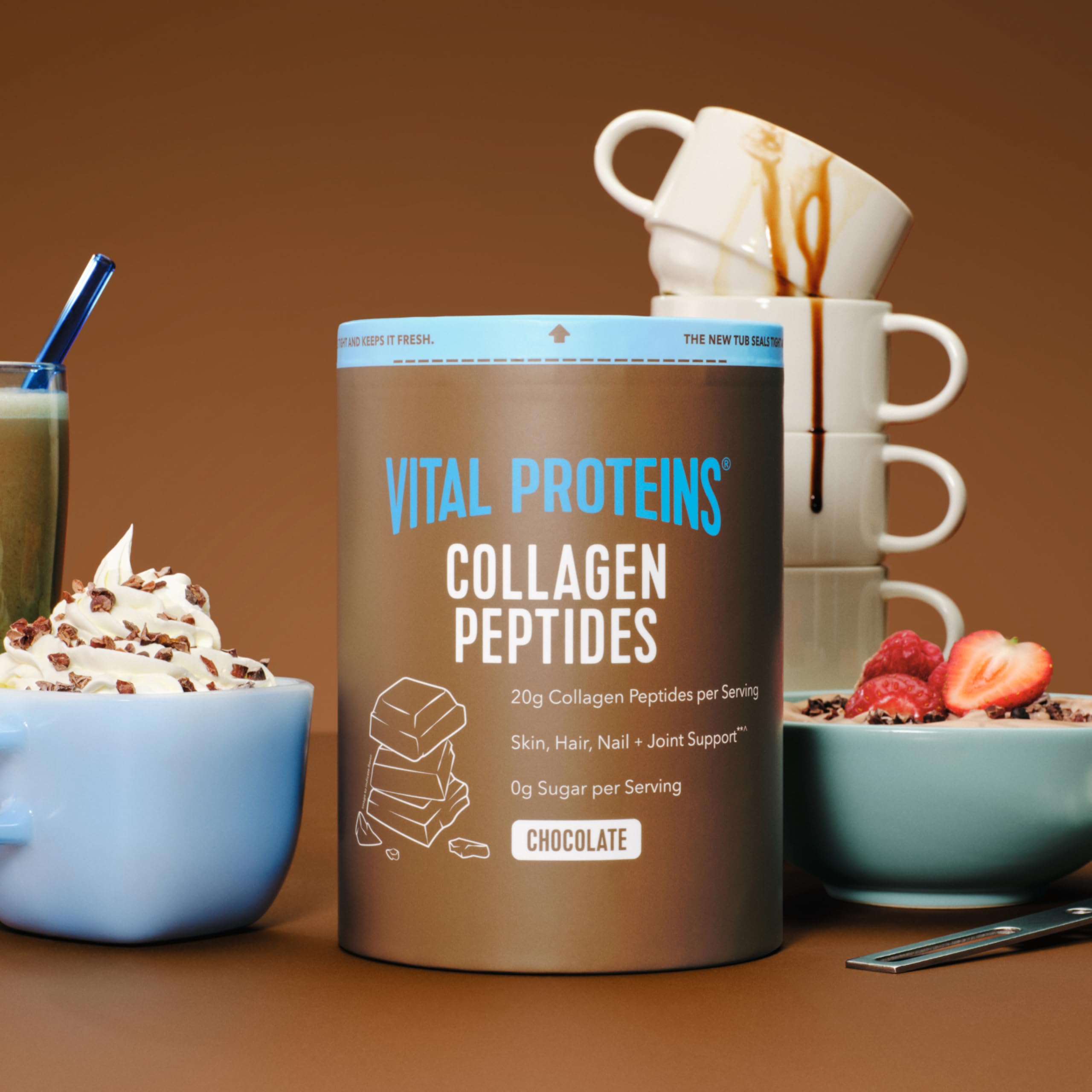 Vital Proteins Collagen Peptides Chocolate polvo revela mezcla rápida para bebidas en cualquier momento