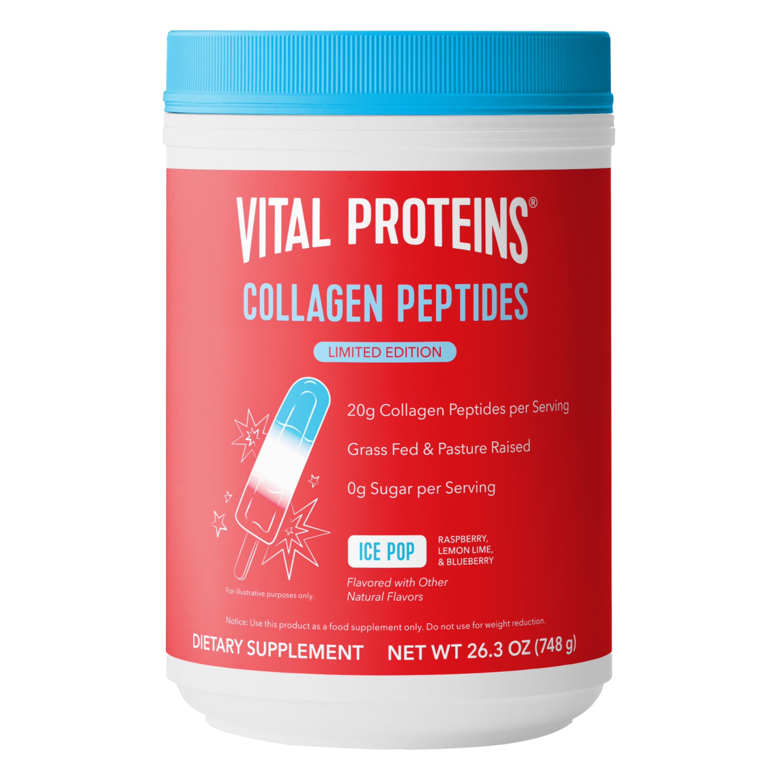 Vital Proteins Collagen Peptides Ice Pop: bote para ingesta diaria sencilla y sabrosa.