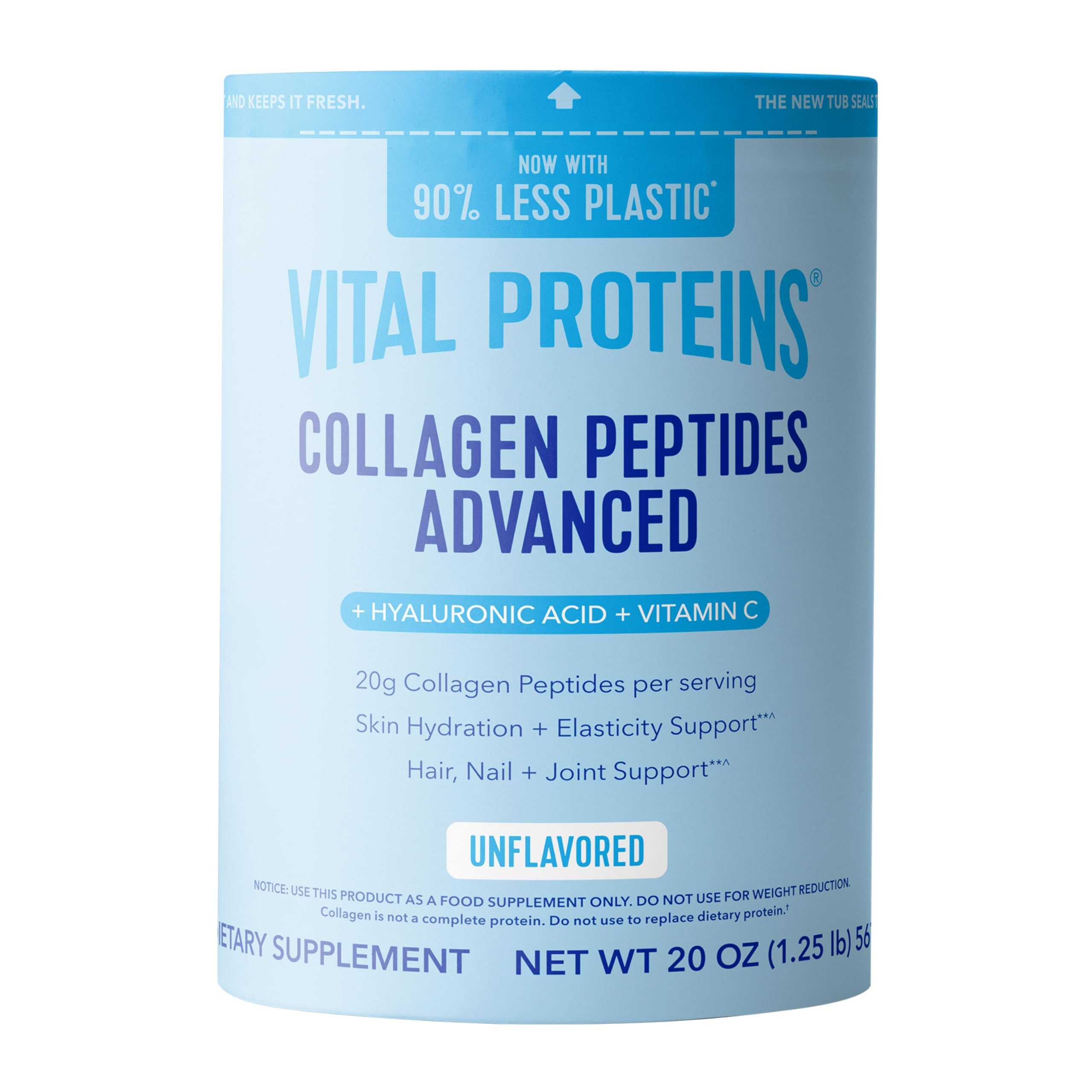 Vital Proteins Collagen Peptides Avanzados, botella visible, ideal para mezclar en bebidas diarias.