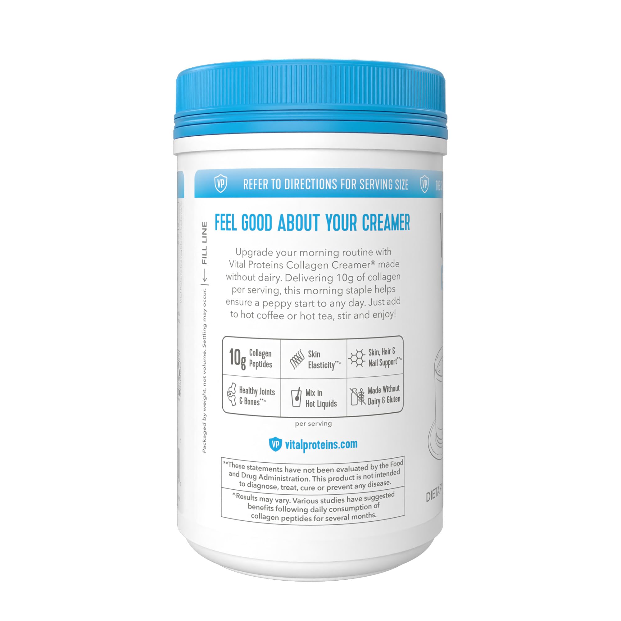 Vital Proteins crema original de colágeno, recubrimiento suave para avena o postres.