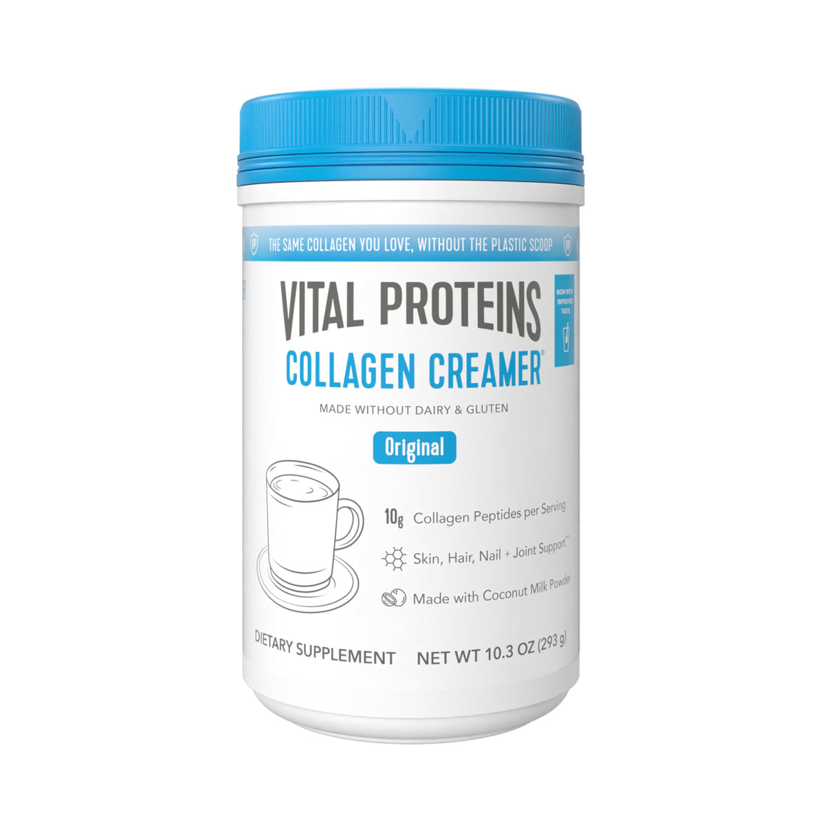 Vital Proteins crema original de colágeno, envase visible, ideal para desayunos cremosos.