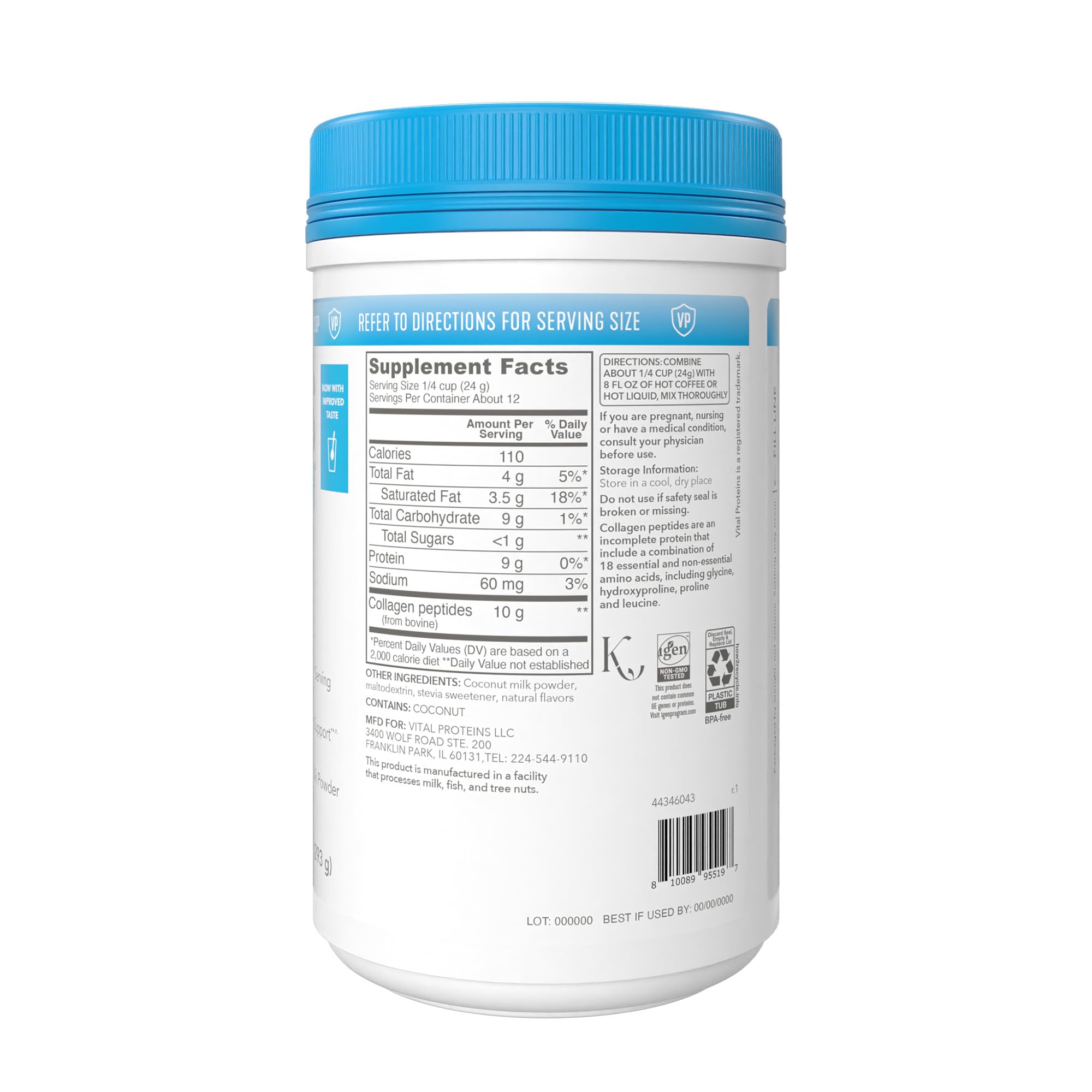 Vital Proteins crema original de colágeno, envase compacto para viajes.