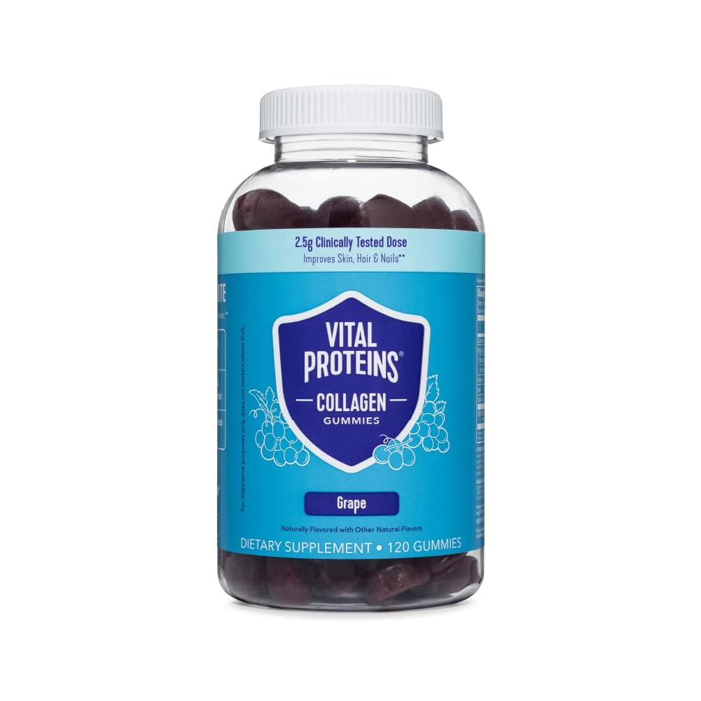 Vital Proteins gomitas colágeno 2.5 g sabor uva para piel radiante.