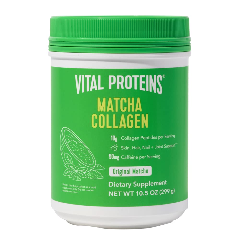 Vital Proteins Matcha Collagen en bote, fuente de colágeno y matcha para energía sostenida.